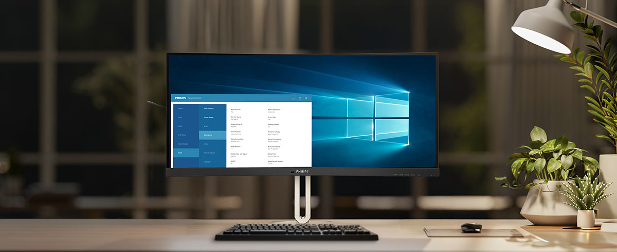 Smart management banner image shows Philips monitor